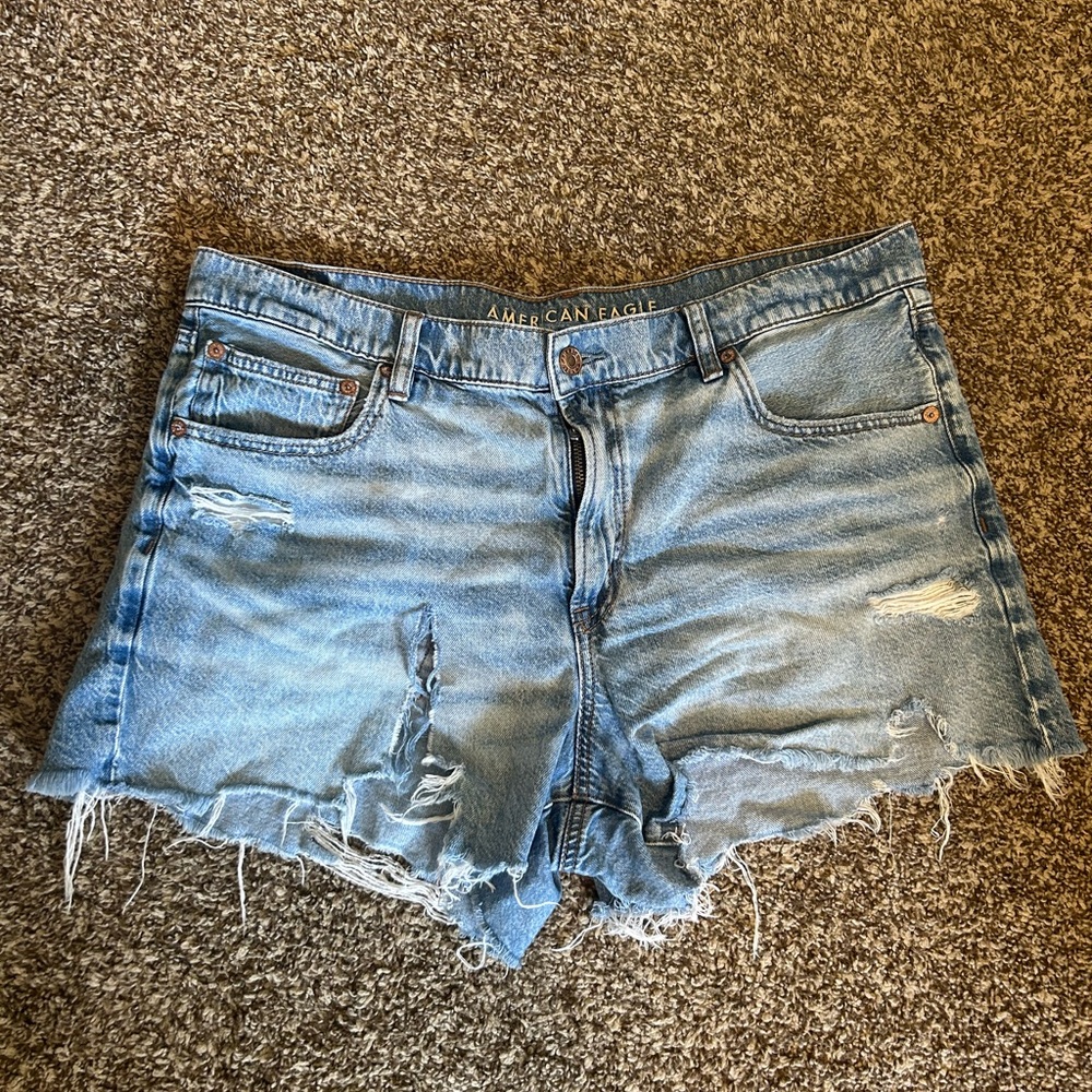 American Eagle Outfitters Light Blue Distressed Jean Shorts